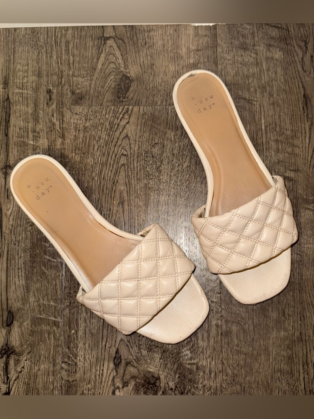 a new day Quilted Slide Sandals in Beige